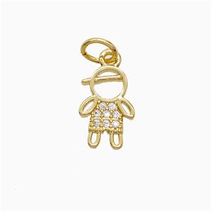 Copper Kids Boy Pendant Pave Zirconia 18K Gold Plated, approx 8-11mm [FN52183]