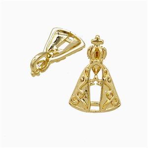 Copper Pope Crown Pendant 18K Gold Plated, approx 9.5-14mm [FN52191]