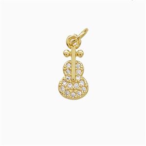 Copper Lute Charms Pendant Pave Zirconia Pipa 18K Gold Plated, approx 7-12mm [FN52208]