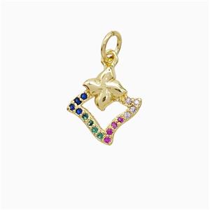 Copper Flower Pendant Pave Zirconia 18K Gold Plated, approx 12mm [FN52212]