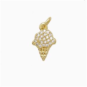 Ice Cream Cone Charms Copper Pendant 18K Gold Plated, approx 8-11mm [FN52214]
