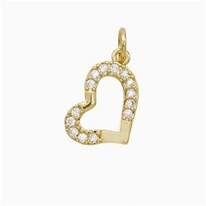 Copper Heart Pendant Pave Zirconia 18K Gold Plated, approx 10-13mm [FN52215]
