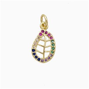 Copper Leaf Pendant Pave Zirconia 18K Gold Plated, approx 9-13mm [FN52232]