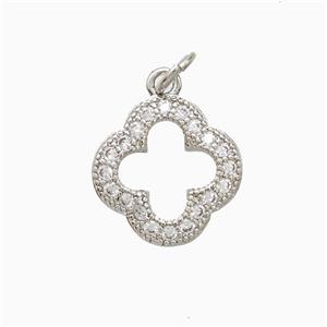 Copper Clower Pendant Pave Zirconia Platinum Plated, approx 14mm [FN52235]