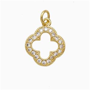 Copper Clower Pendant Pave Zirconia 18K Gold Plated, approx 14mm [FN52236]