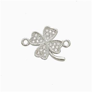 Copper Clower Connector Pave Zirconia Platinum Plated, approx 11-14mm [FN52237]