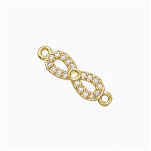 Copper Infinity Connector Pave Zirconia 18K Gold Plated, approx 5-13mm [FN52240]