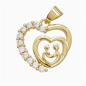 Copper Heart Pendant Pave Zirconia Baby Lover 18K Gold Plated, approx 18mm [FN52255]