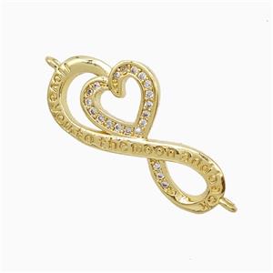 Copper Infinity Heart Connector Pave Zirconia 18K Gold Plated, approx 13-25mm [FN52258]