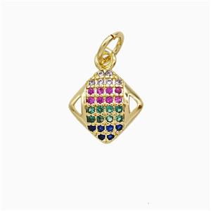 Copper Square Pendant Pave Zirconia 18K Gold Plated, approx 8-10mm [FN52259]
