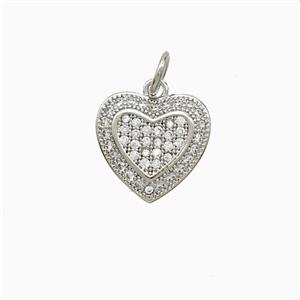 Copper Heart Pendant Pave Zirconia Platinum Plated, approx 12mm [FN52260]