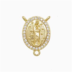 Copper Jesus Pendant Pave Zirconia 18K Gold Plated, approx 11-14mm [FN52262]