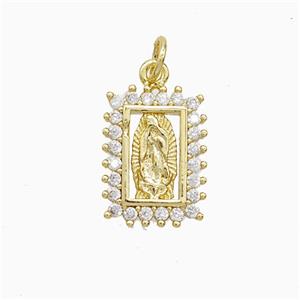 Copper Jesus Pendant Pave Zirconia 18K Gold Plated, approx 11-15mm [FN52263]