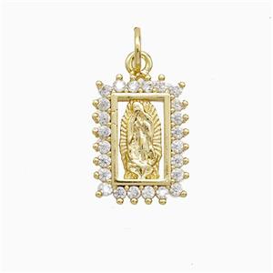 Copper Jesus Pendant Pave Zirconia 18K Gold Plated, approx 11-15mm [FN52264]