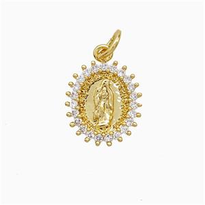 Copper Jesus Pendant Pave Zirconia 18K Gold Plated, approx 11-12mm [FN52269]