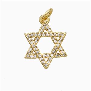 Copper David Star Pendant Pave Zirconia 18K Gold Plated, approx 15mm [FN52283]