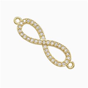 Copper Infinity Connector Pave Zirconia 18K Gold Plated, approx 7-22mm [FN52284]