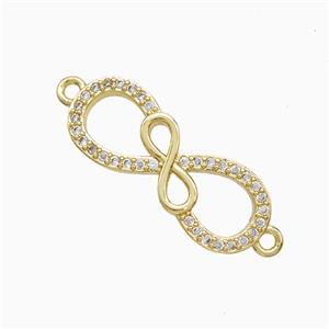 Copper Infinity Connector Pave Zirconia 18K Gold Plated, approx 9-23mm [FN52285]
