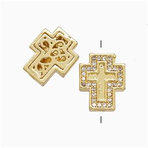 Copper Cross Beads Pave Zirconia 18K Gold Plated, approx 10-12mm [FN52287]