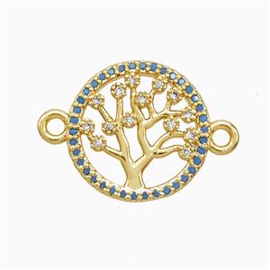 Copper Tree Of Life Connector Pave Zirconia 18K Gold Plated, approx 15.5mm [FN52294]