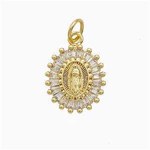 Copper Jesus Pendant Pave Zirconia 18K Gold Plated, approx 12-14mm [FN52296]