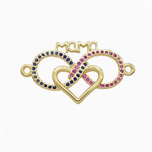 Copper Infinity Heart Pave Zirconia Mama 18K Gold Plated, approx 16-24mm [FN52301]