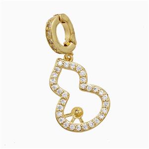 Copper Gourd Pendant Pave Zirconia 18K Gold Plated, approx 15-20mm, 7-10mm [FN52304]
