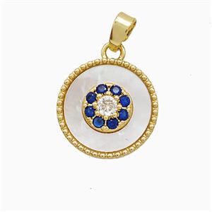 Copper Flower Pendant Pave Zirconia Shell 18K Gold Plated, approx 15mm [FN52310]