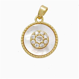 Copper Flower Pendant Pave Zirconia Shell 18K Gold Plated, approx 15mm [FN52311]