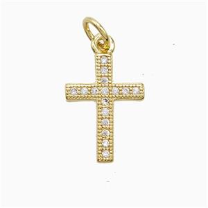 Copper Cross Pendant Pave Zirconia 18K Gold Plated, approx 10-15mm [FN52316]
