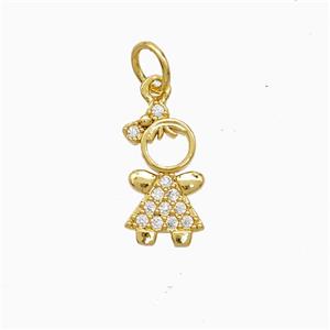 Copper Kids Girls Pendant Pave Zirconia 18K Gold Plated, approx 7-14mm [FN52320]