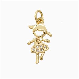Copper Kids Girls Pendant Pave Zirconia 18K Gold Plated, approx 9-15mm [FN52321]