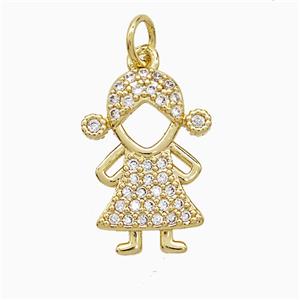 Copper Kids Girls Pendant Pave Zirconia 18K Gold Plated, approx 13-18mm [FN52322]