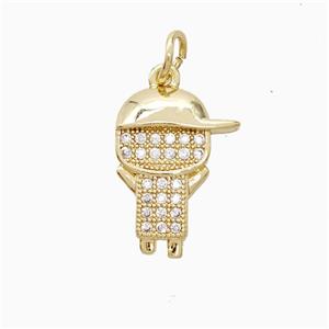 Copper Kids Boy Pendant Pave Zirconia 18K Gold Plated, approx 11-15mm [FN52323]
