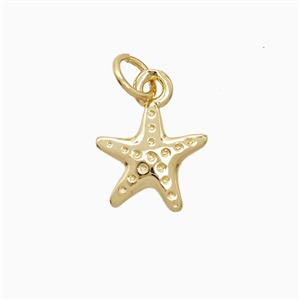 Copper Starfish Pendant Hammered 18K Gold Plated, approx 10mm [FN52326]