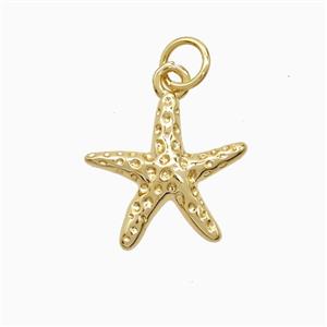 Copper Starfish Pendant Hammered 18K Gold Plated, approx 15mm [FN52327]