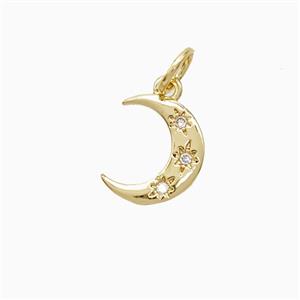 Copper Moon Pendant Pave Zirconia 18K Gold Plated, approx 8-10mm [FN52330]