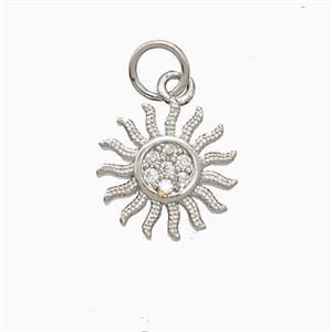 Copper Sun Pendant Pave Zirconia Platinum Plated, approx 11mm [FN52336]