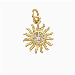 Copper Sun Pendant Pave Zirconia 18K Gold Plated, approx 11mm [FN52337]