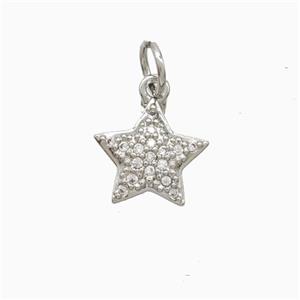 Copper Star Pendant Pave Zirconia Platinum Plated, approx 10mm [FN52338]