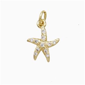 Copper Starfish Pendant Pave Zirconia 18K Gold Plated, approx 10-12mm [FN52340]