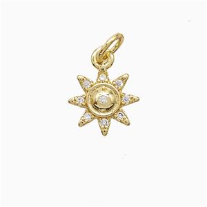 Copper Sun Pendant Pave Zirconia 18K Gold Plated, approx 10mm [FN52342]