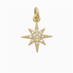 Copper Northstar Pendant Pave Zirconia 18K Gold Plated, approx 11.5mm [FN52343]
