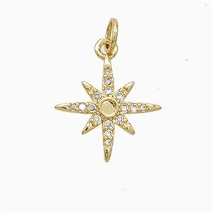 Copper Star Pendant Pave Zirconia 18K Gold Plated, approx 15mm [FN52345]