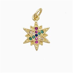 Copper Star Pendant Pave Zirconia 18K Gold Plated, approx 12mm [FN52346]