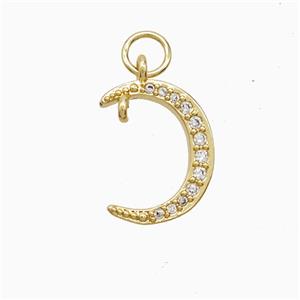 Copper Moon Pendant Pave Zirconia 18K Gold Plated, approx 11-15mm [FN52352]