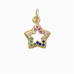 Copper Star Pendant Pave Multicolor Zirconia 18K Gold Plated, approx 10mm [FN52353]