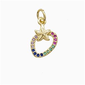 Copper Starfish Pendant Pave Zirconia 18K Gold Plated, approx 10mm [FN52355]