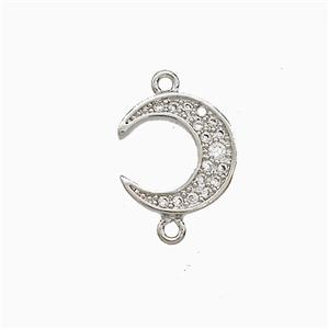Copper Moon Connector Pave Zircon Platinum Plated, approx 11mm [FN52356]