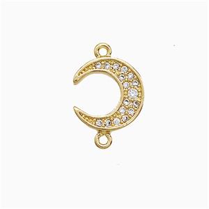 Copper Moon Connector Pave Zircon 18K Gold Plated, approx 11mm [FN52357]